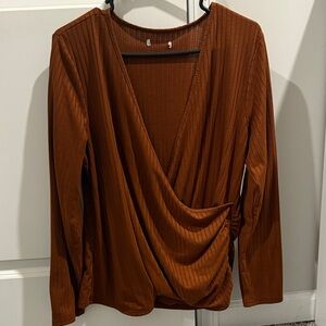 Kohl's L Rust Wrap Blouse 8013